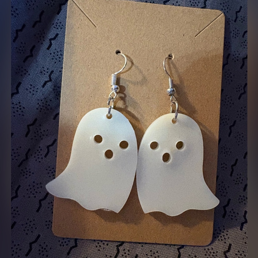 Charming Glow in the Dark Ghost Earrings in White